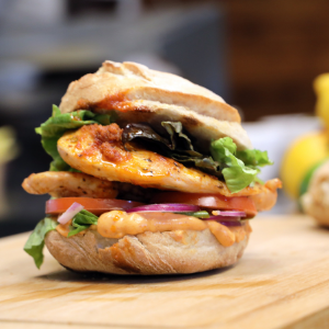 Authentic Portuguese chicken burger